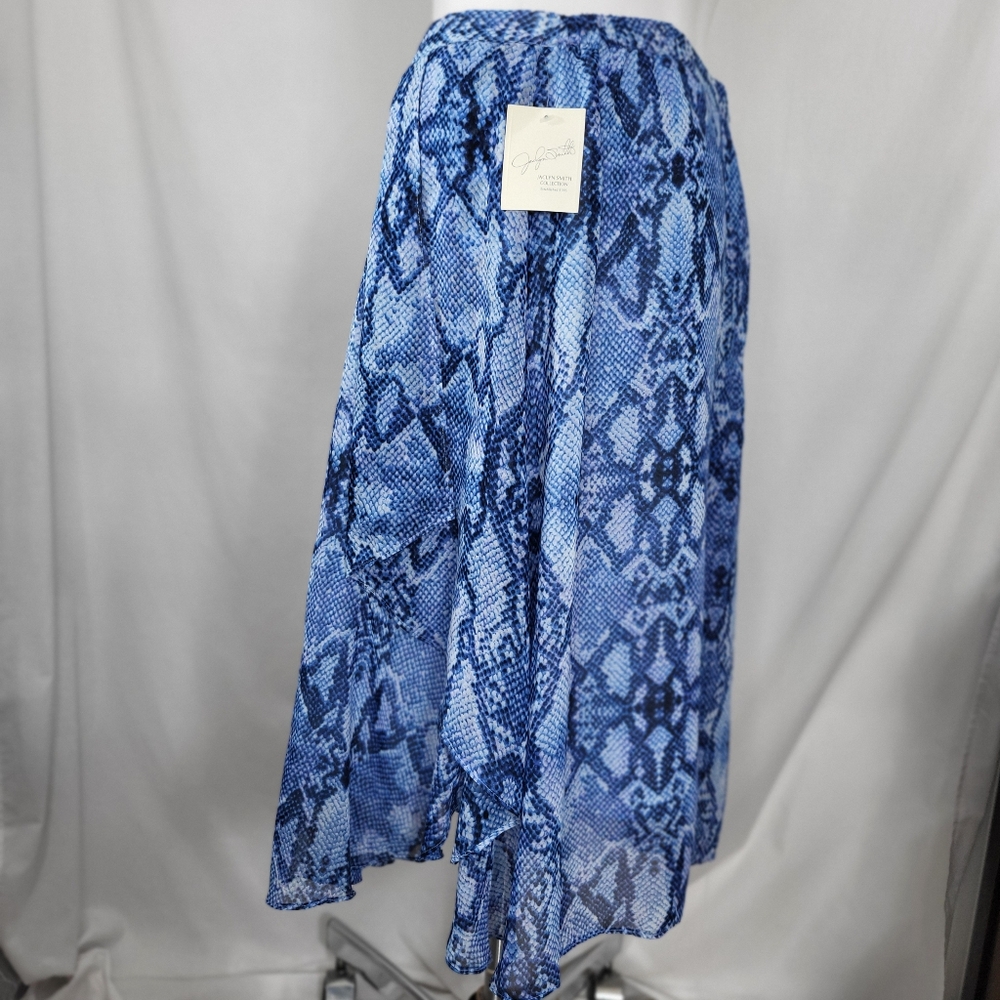 Jaclyn Smith SKIRT Womens Plus Size XXL Blue Snakeskin Design Chiffon Midi NWT - Picture 4 of 15
